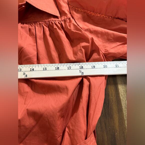 NWT Beulah Button Front Midi Shirt Dress Puff Sleeve Taylor Dress Orange Small - Picture 4 of 9